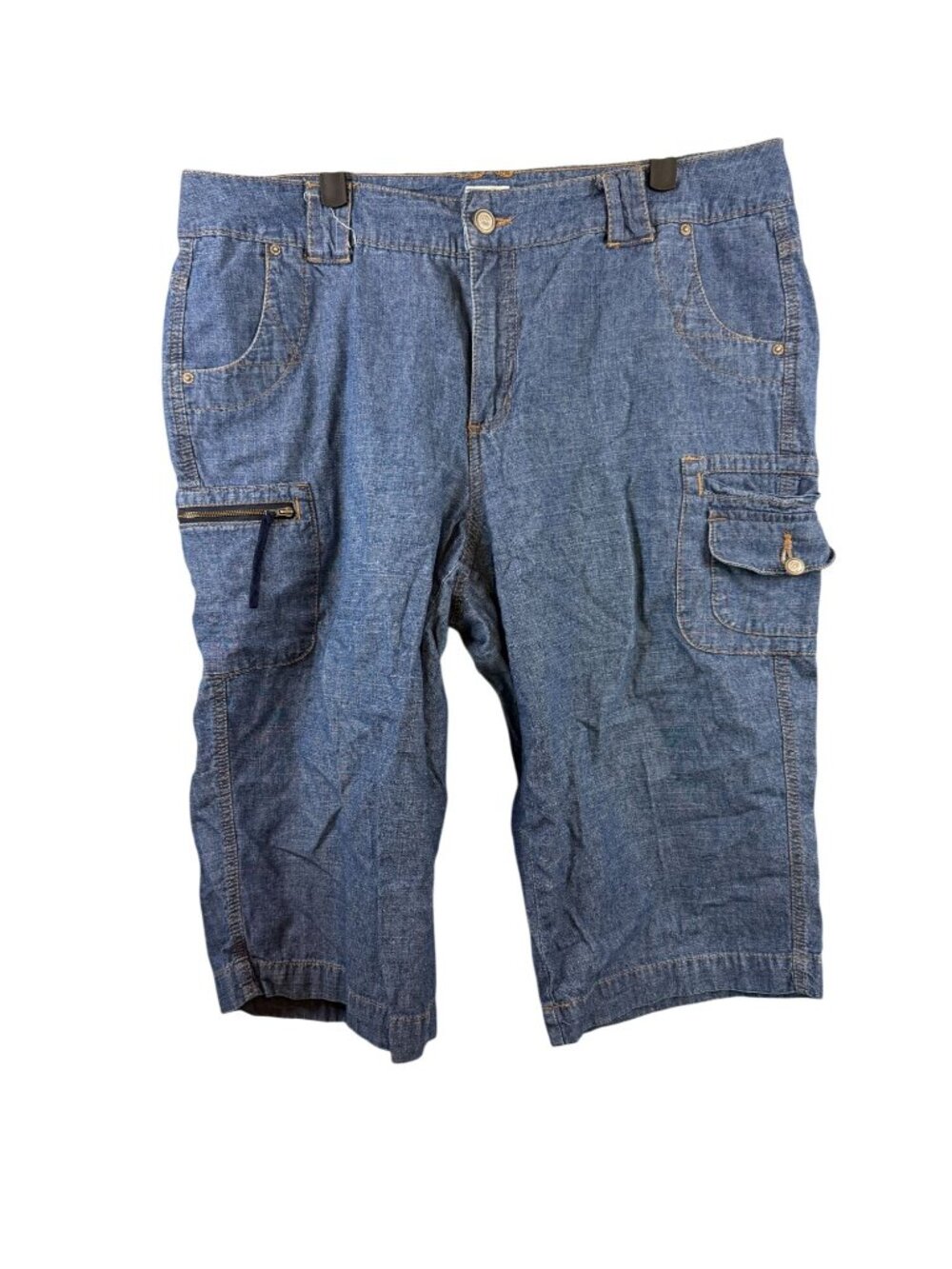 Just My Size Womens Plus Size Denim Cargo Shorts 18W Tall With Pockets